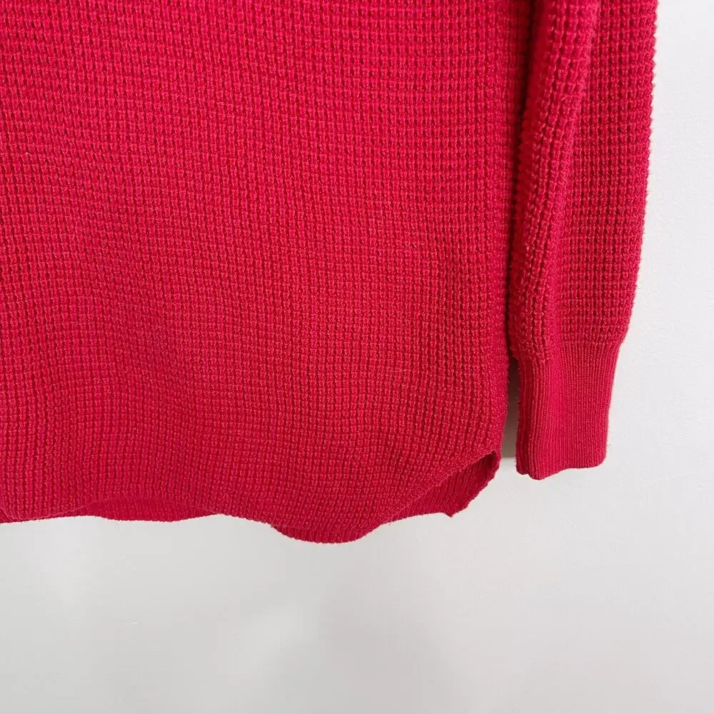 Michael Kors Cowl Neck Sweater Womens XSmall XS Red Cotton Blend Knit